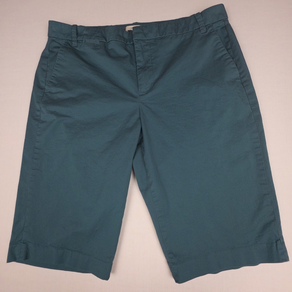 Vince Bermuda Chino Shorts Womens 16 Teal Green Stretch Cotton Twill